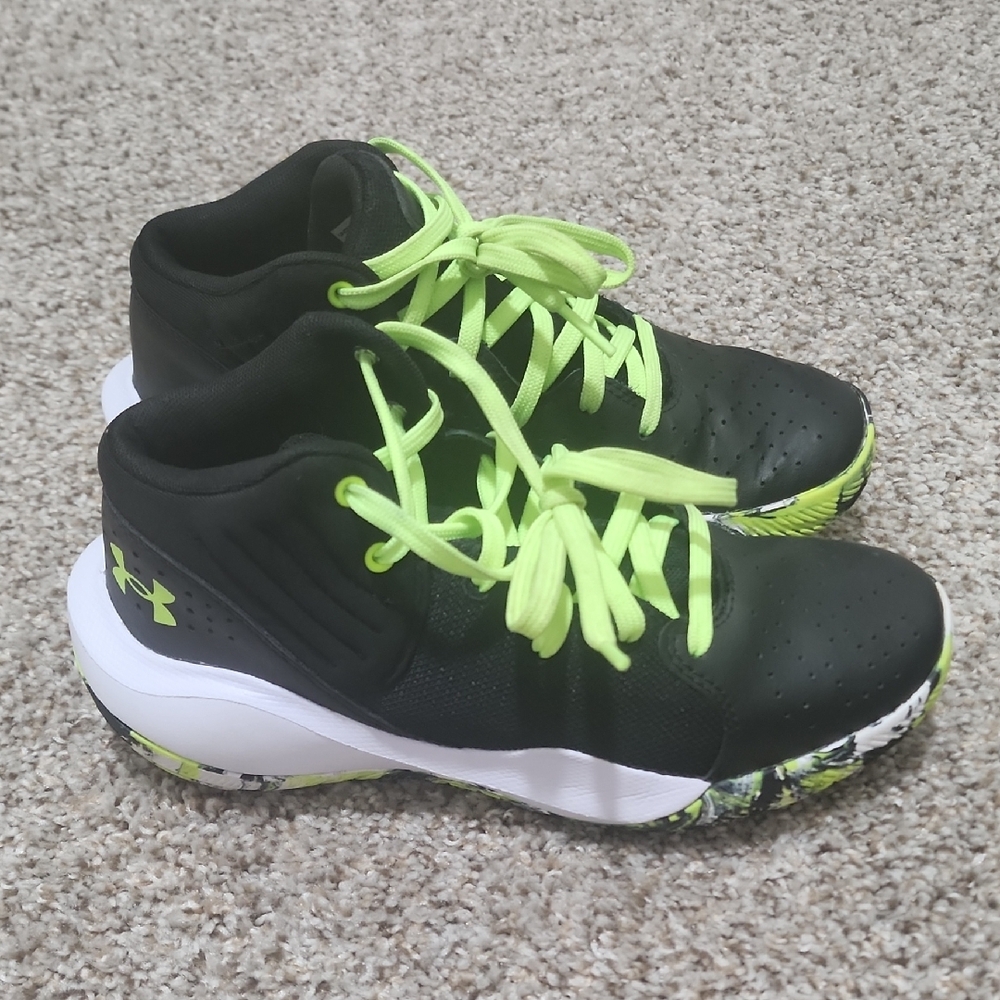 Kids Black and Neon Green Athletic Shoes